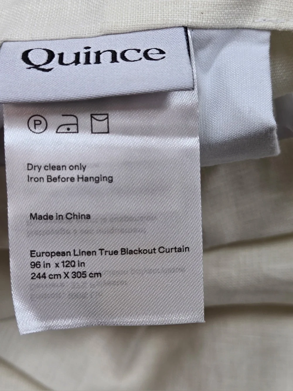 QUINCE 1 96x120 European Linen True Blackout Curtain Ivory 0300